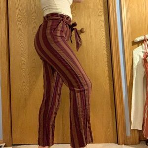 Striped Tie Paper bag pants